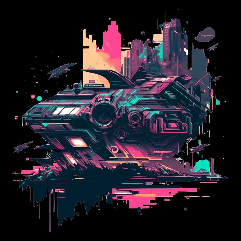 Vaisseau spatial Pop-Art de science-fiction aux couleurs rétro
