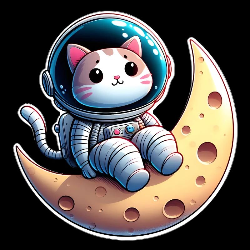 Chat astronaute mignon sur la lune