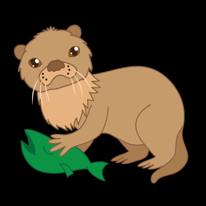 Otter with a trapped fish