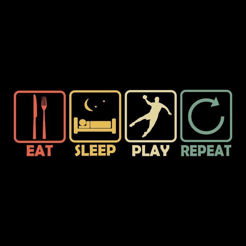 Handball Circle Runner Eat Sleep Repeat Retro saying
