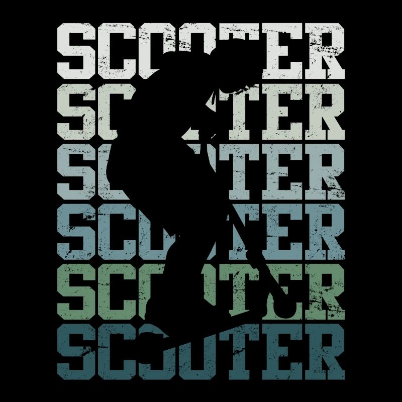 Scooter Roller Skater Lettering Skate Silhouette