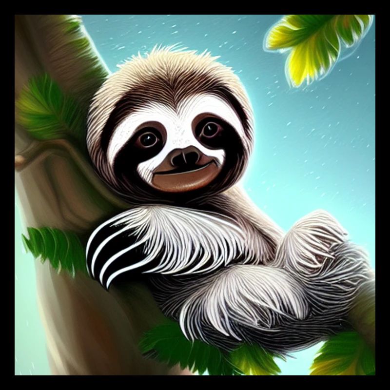 cute sloth on tree poster