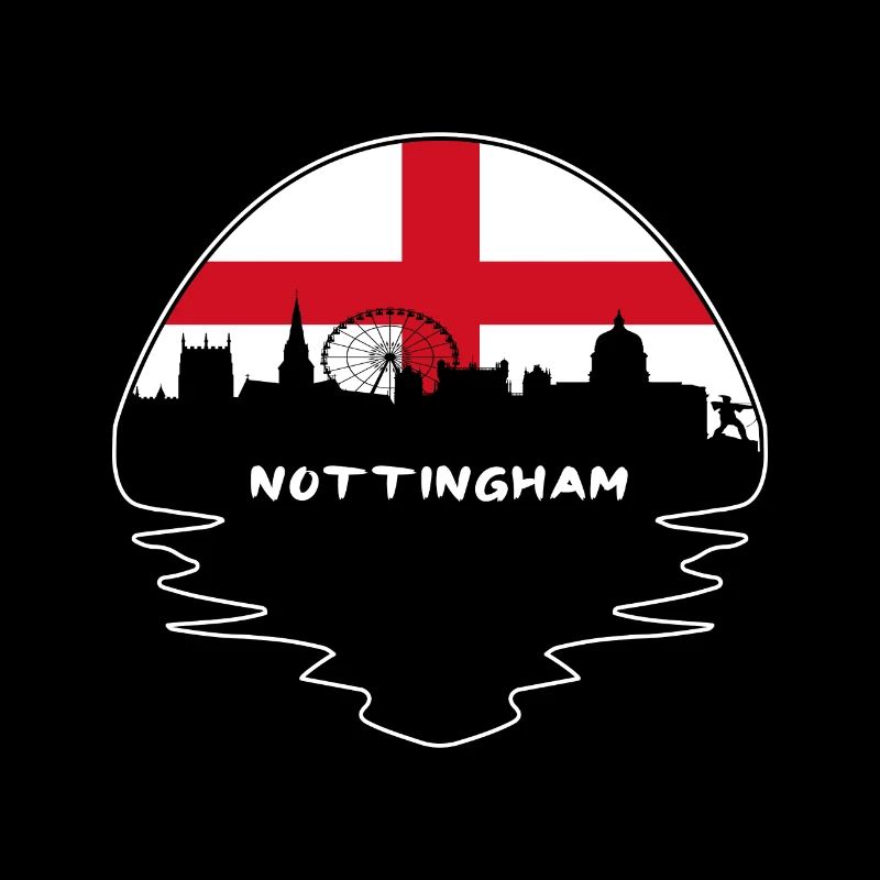 Nottingham Angleterre Drapeau Skyline Silhouette Travel