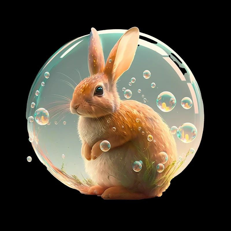 Super cute rabbit that plays with soap bubbles