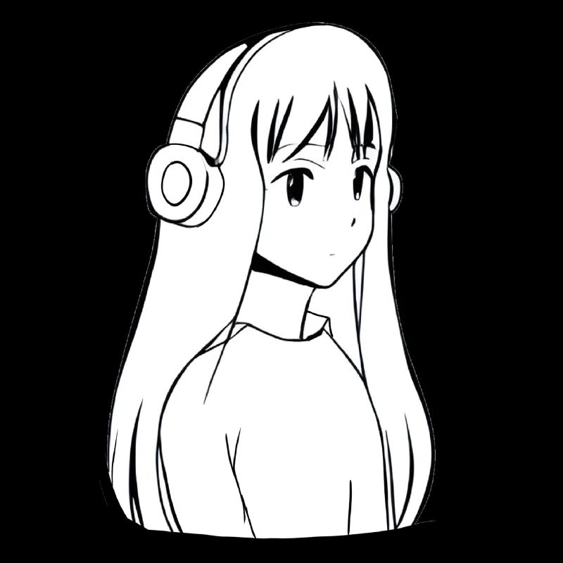 Manga Mädchen Kopfhörer