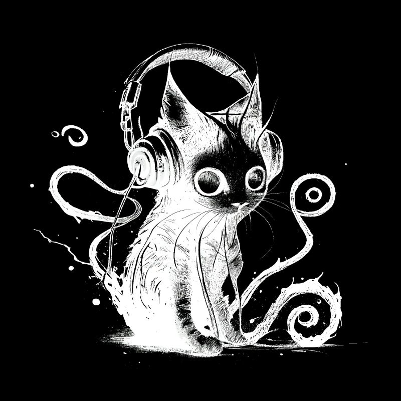 Technocat - Chat cool avec écouteurs