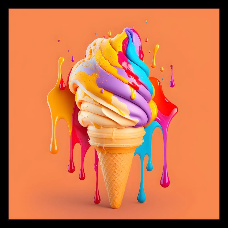 Crème glacée avec des éclaboussures de peinture contre