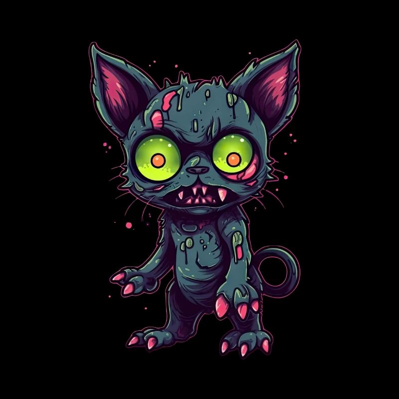 Chat zombie d’Halloween - Chat effrayant mignon