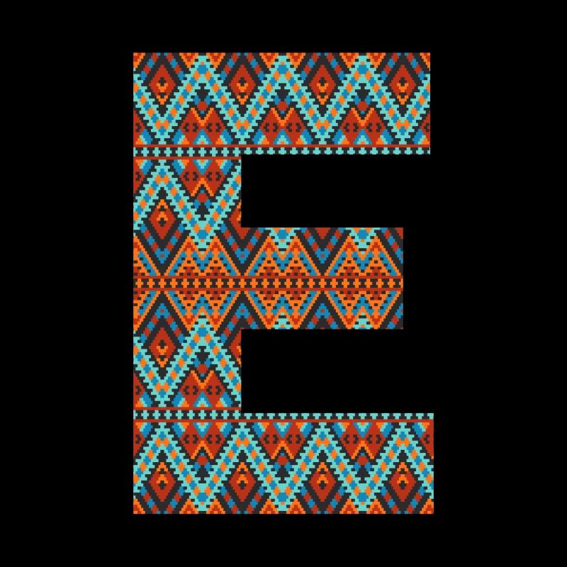 Lettre E- design boho, monogramme coloré