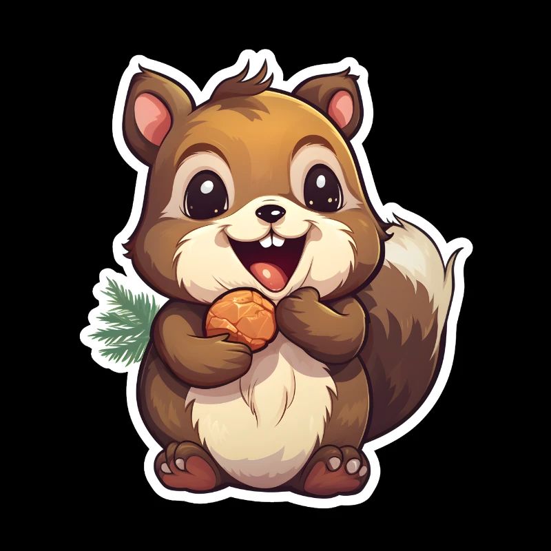 Cute squirrel with nut