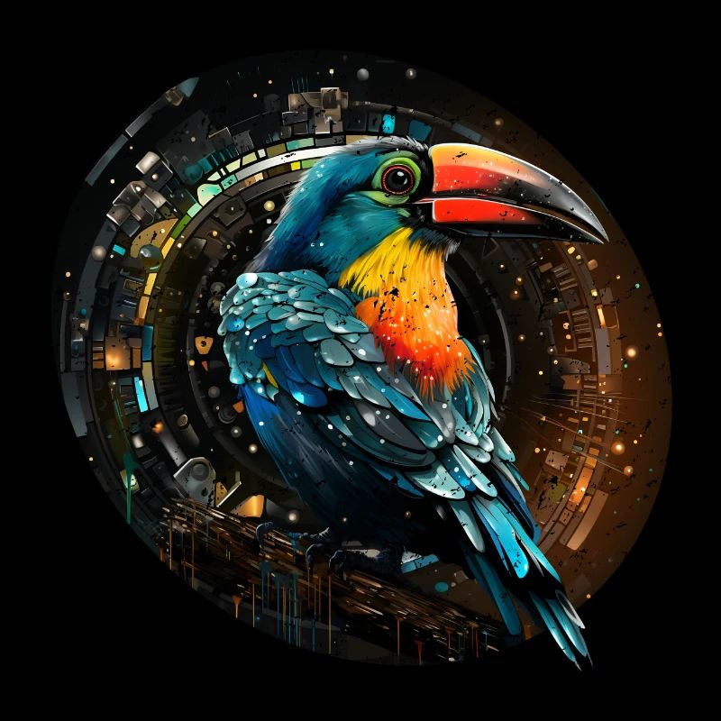 Toucan dans le style rétro de l’espace