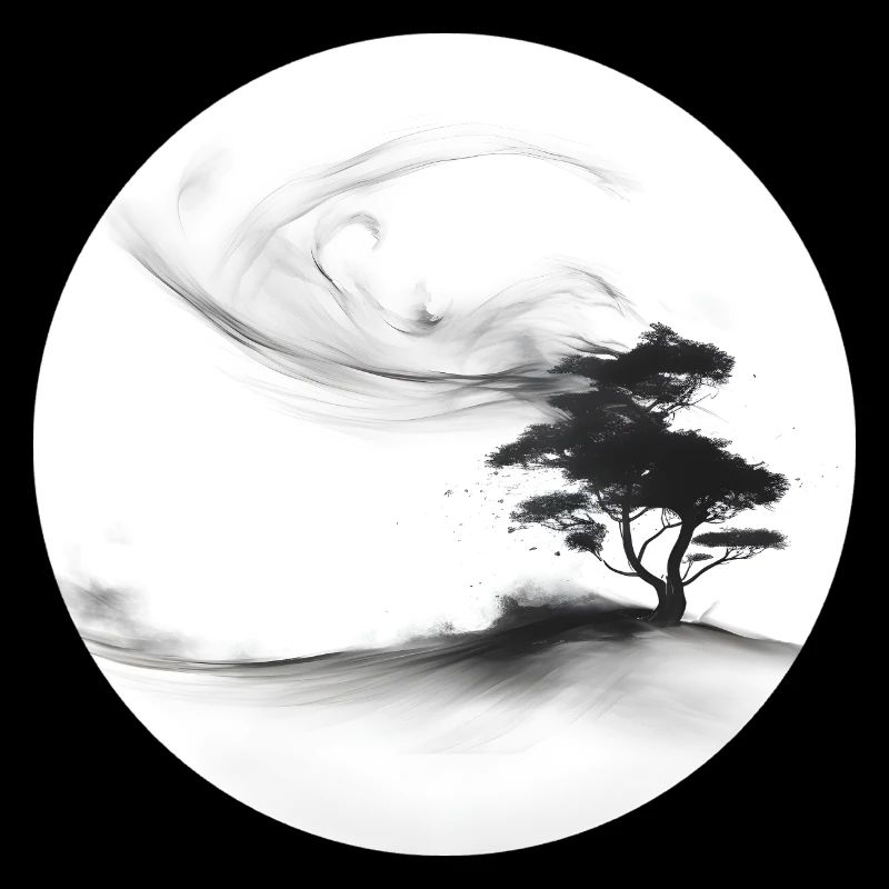 A painted tree in the wind