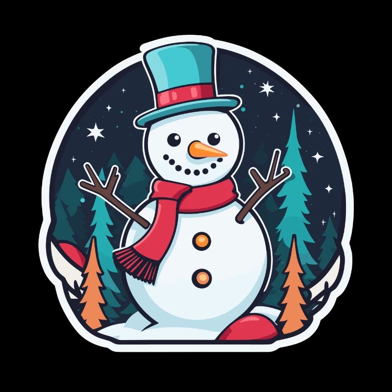 Snowman Christmas Drawing