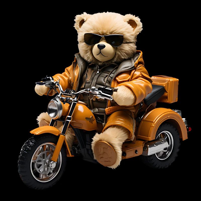 Plüschbär als Motorradfahrer