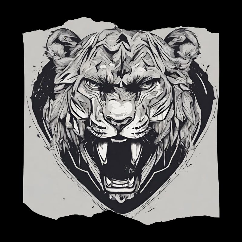 Roaring Majesty Lion Face Showing Teeth