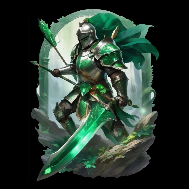 Armored knight dressed in bright green