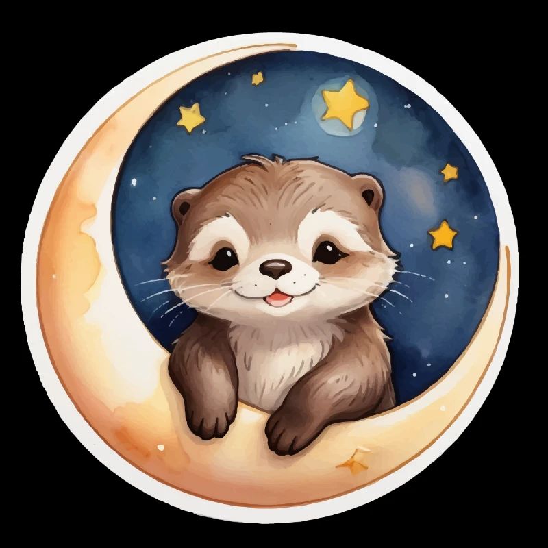 Otter sitzt im Mond