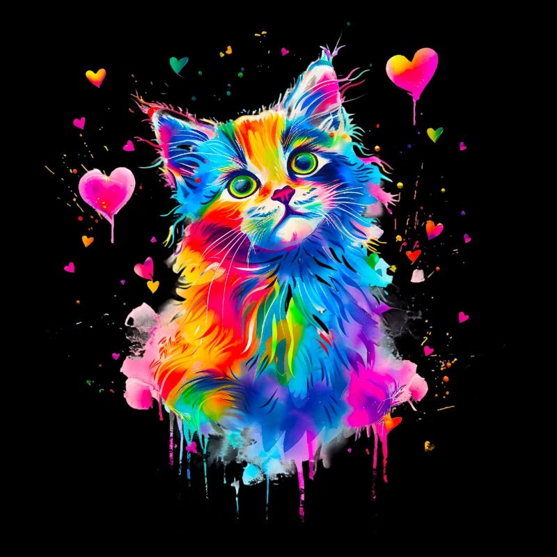 Chat mignon coloré avec coeur