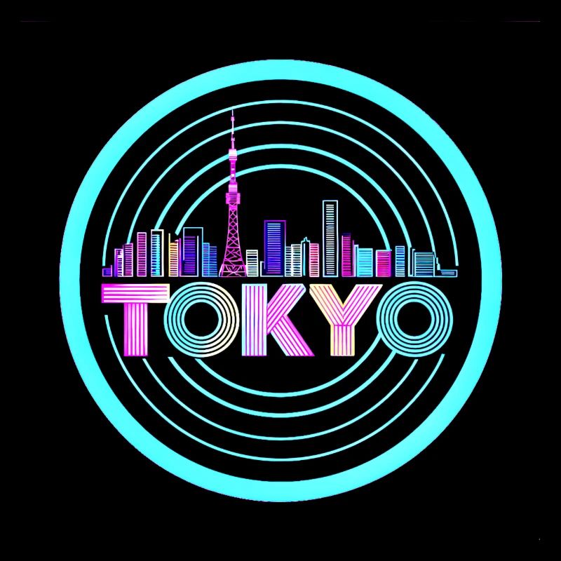 Tokyo Skyline1980 ' s Synthwave rétro néon Tee