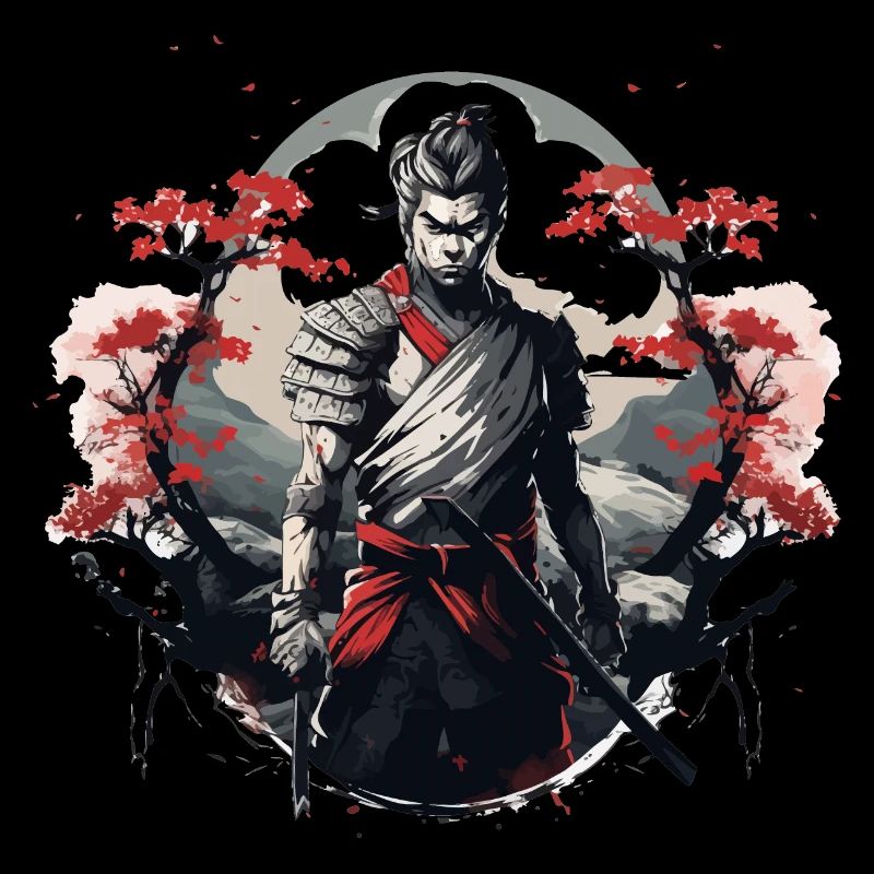 Samurai Japan Kirschbaum Landschaft