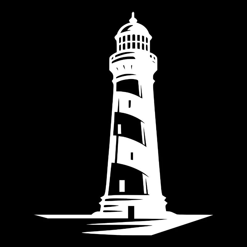 Old lonely striped coastal lighthouse