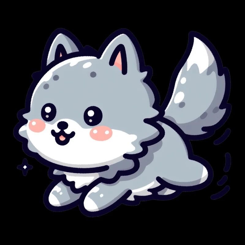 Cute little wolf who is happy