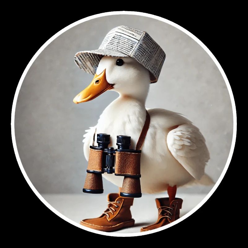 Duck with binoculars