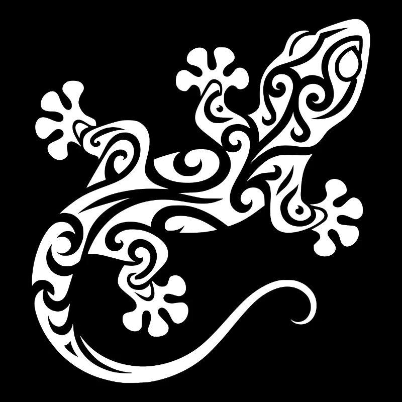 Petit gecko mignon dans le style de tatouage tribal