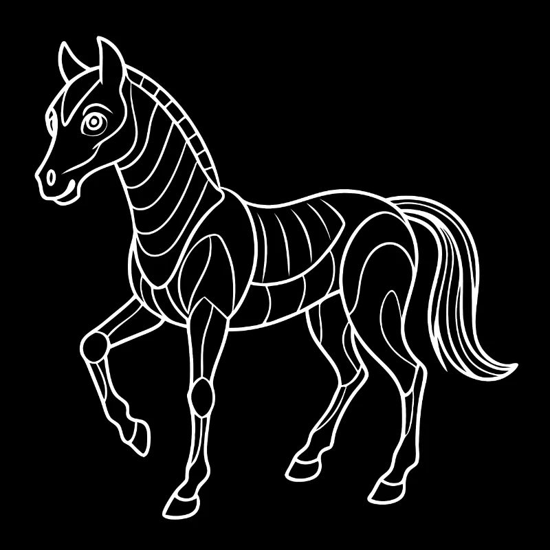 Futuristic Horse - Line Drawing