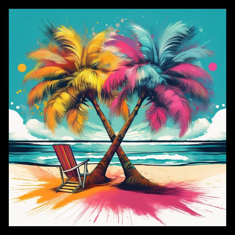 Vibrant Palm Trees on a Tropical Beach