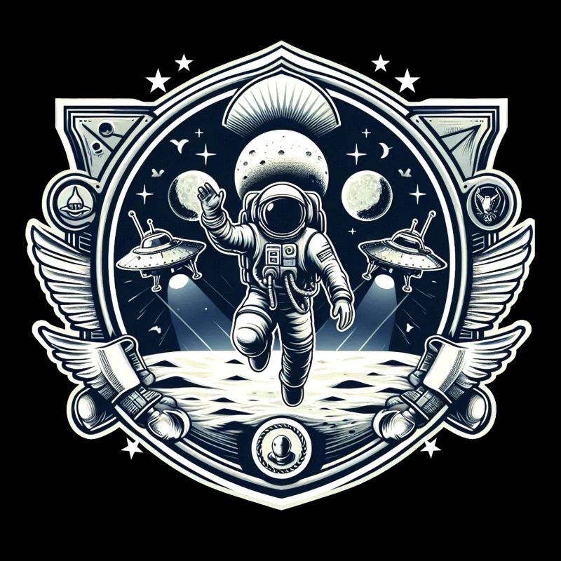 Astronaute Lune OVNI Logo