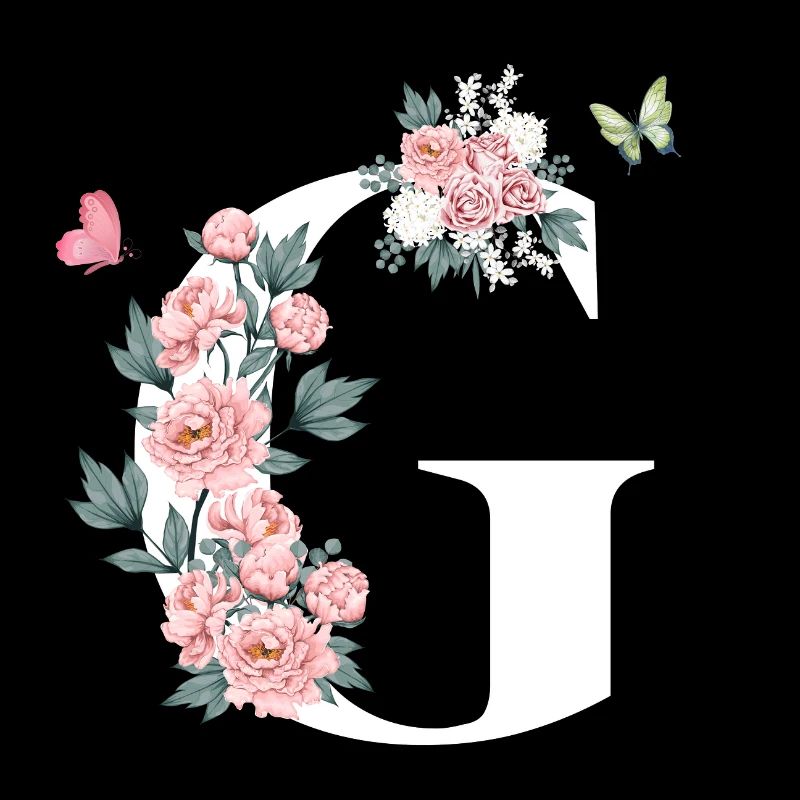 Lettre g fleurs rose