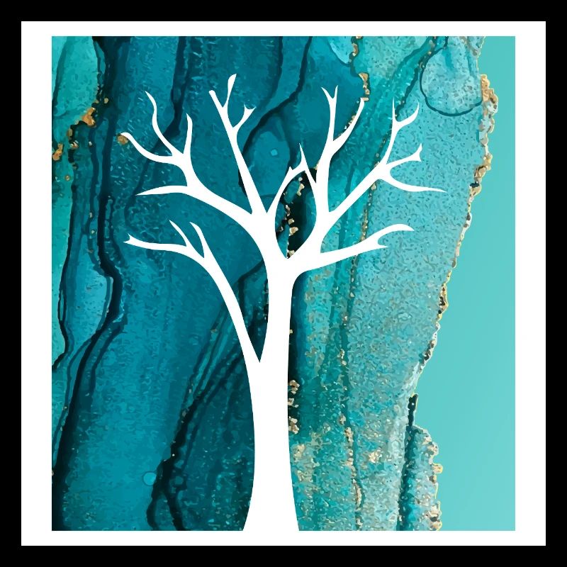 White Tree with Abstract Marble Background