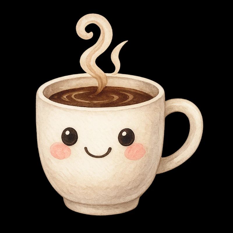Süßer Kaffeebecher mit Gesicht – Aquarell-Stil