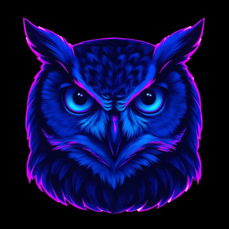 Neonblaue Eule mit intensivem Blick