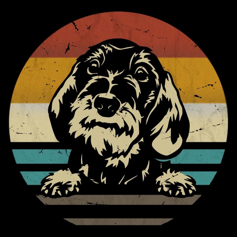 Dachshund Rauhaar Dachshund retro