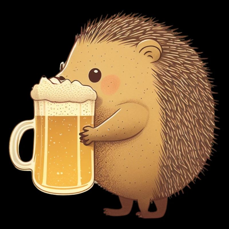 kleiner lustiger Igel mit Bier