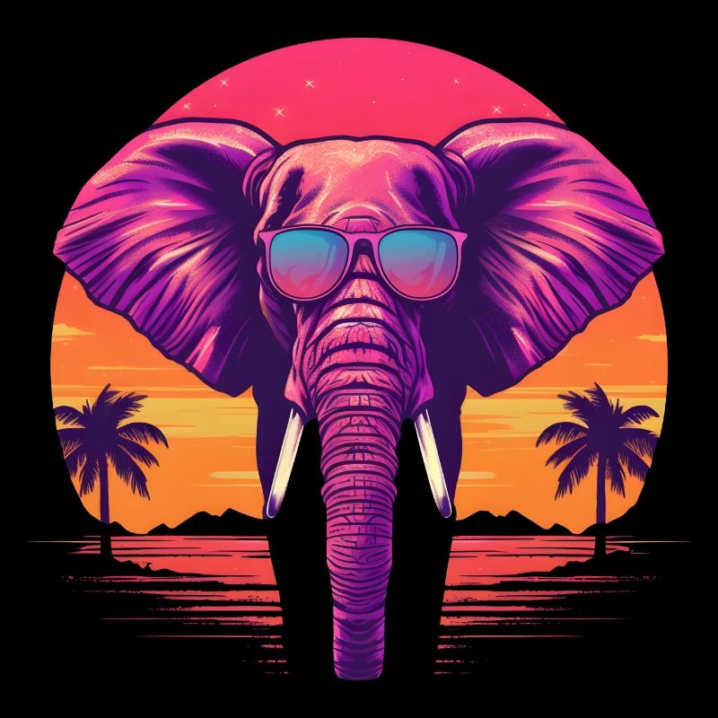 Synthwave Elephant Sunset