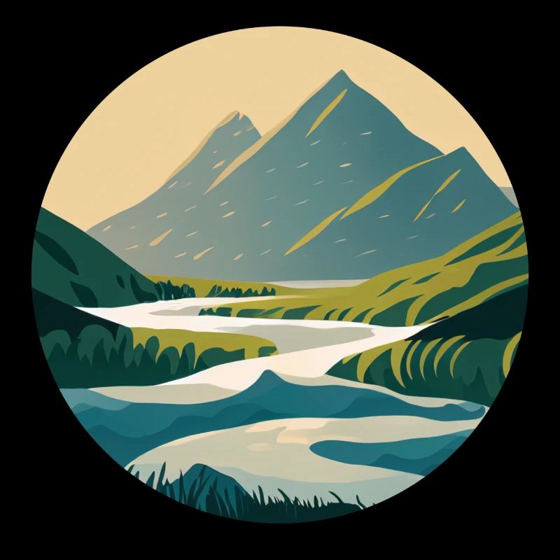 Mountains with River Nature Illustration/Grafik