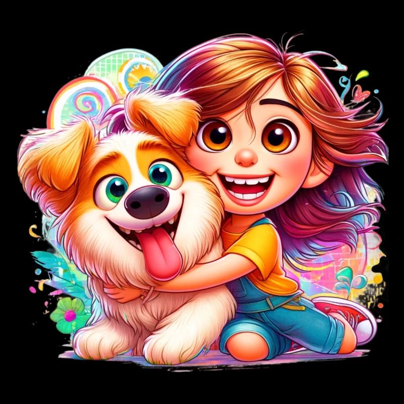 Fille avec chien mignon