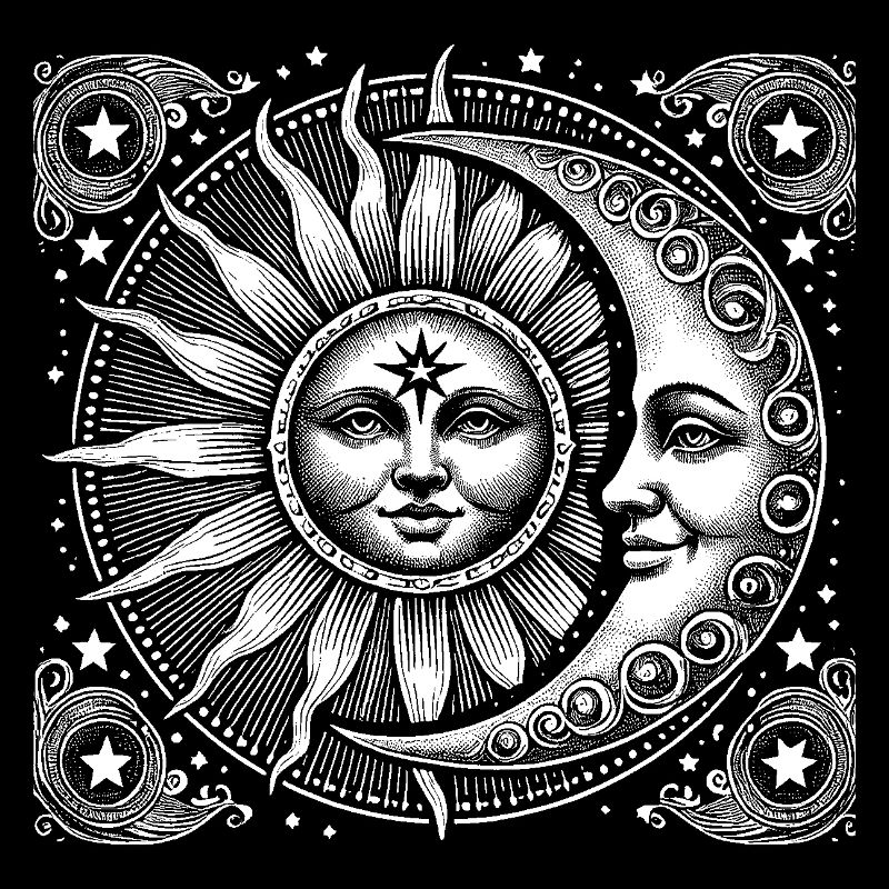 Soleil et lune avec visage