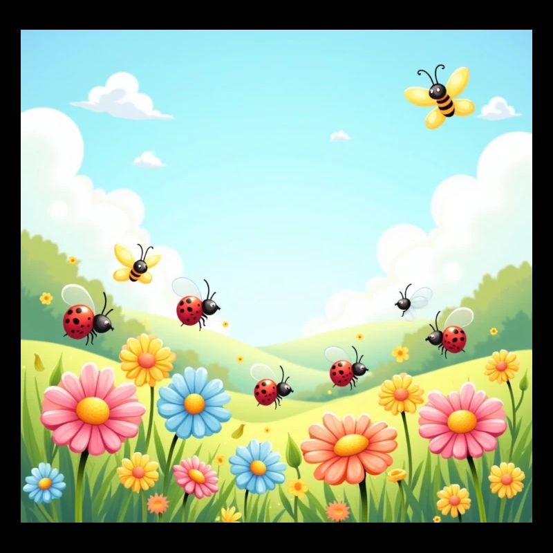 Spring Joy – Flowers and Insects Dancing