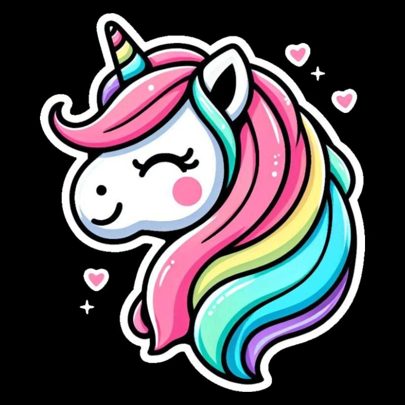Unicorn Comic Rainbow Hearts