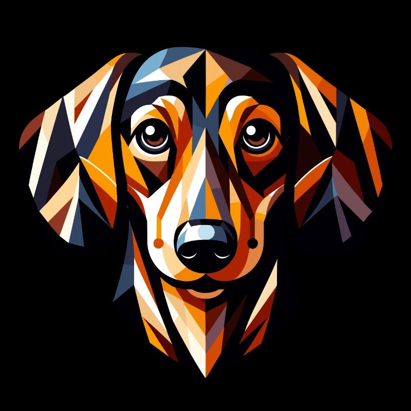 Teckel coloré : œuvre d’art géométrique Low-Poly