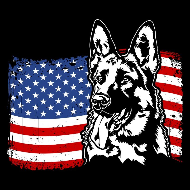 German Shepherd US America Flag Wilsigns