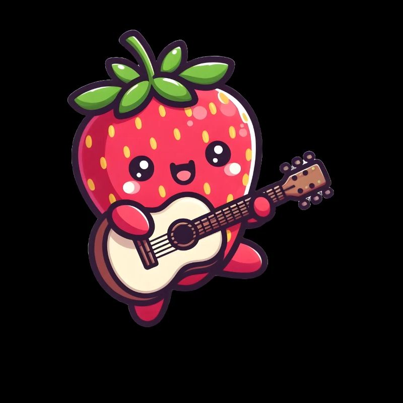 Niedliche Erdbeere mit Gitarre