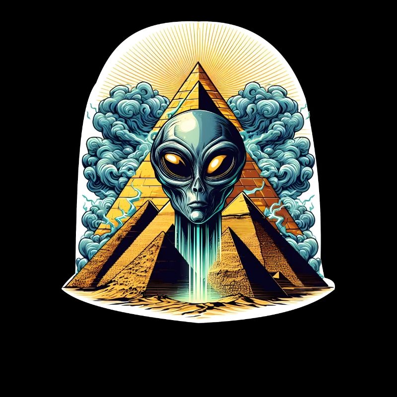 Tête extraterrestre dans la pyramide