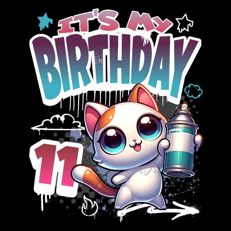 11th Birthday Cat Graffiti