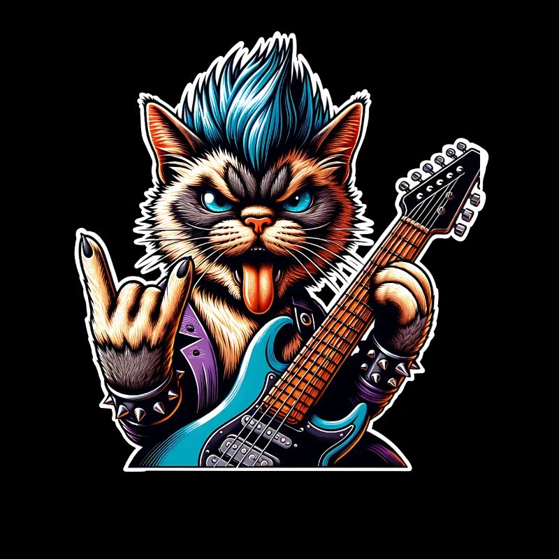 Katze Rock and Roll Gitarrist