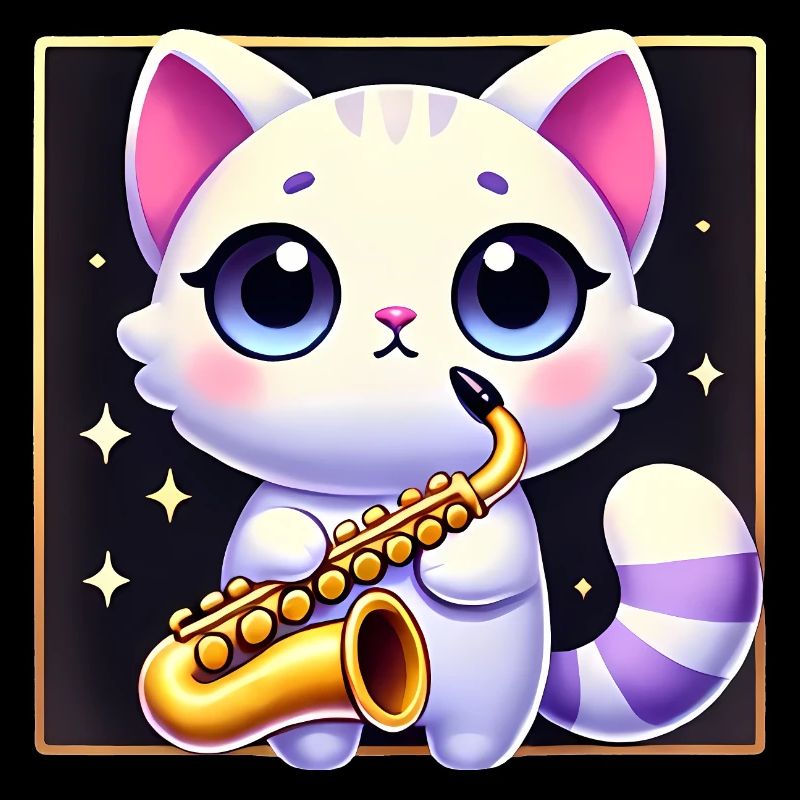 Conception de dessin animé de chat de saxophone mignon